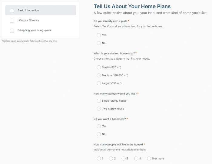 Questionnaire simplified