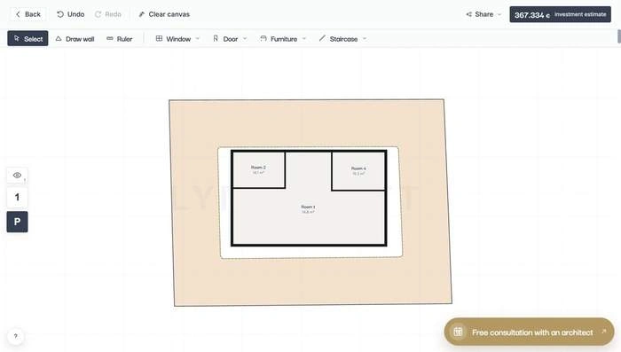 Editing a house floor plan with a single drag in Lynx Copilot