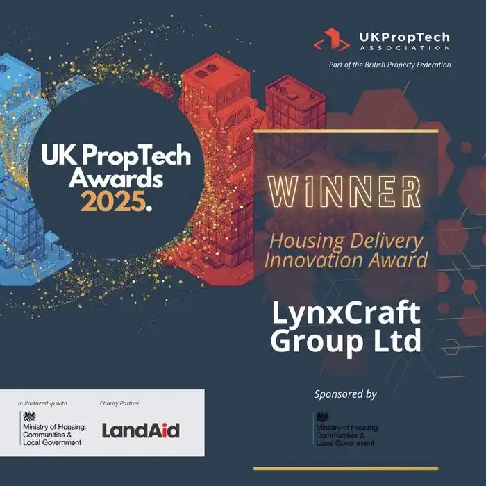 LynxCraft Wins at the UK PropTech Awards 2025. Housing Delivery Innovation Award