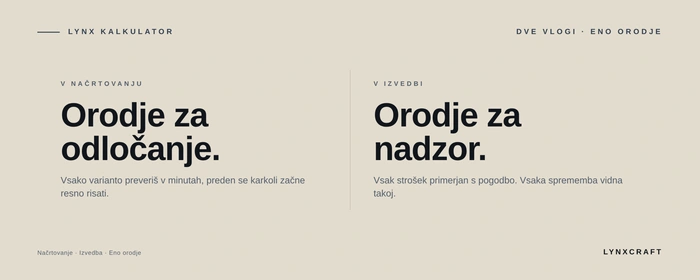 Lynx kalkulator kot orodje za odločanje pri načrtovanju in orodje za nadzor pri izvedbi