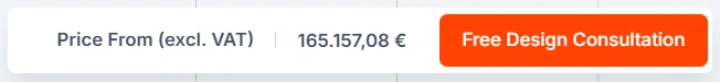 Cenovni pas v platformi Lynx s ceno od 165.157,08 EUR brez DDV in gumbom za brezplačno svetovanje o zasnovi