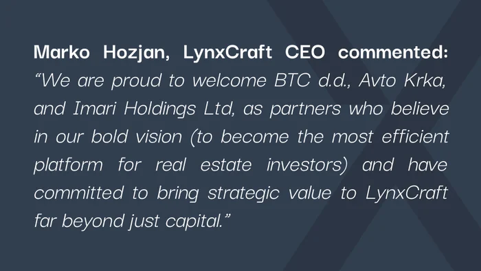 Izjava Marka Hozjana ob zagonski investiciji, v kateri pozdravlja BTC d.d., Avto Krko in Imari Holdings Ltd kot partnerje