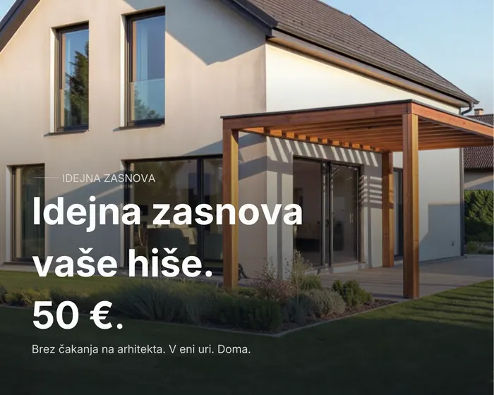 Idejna zasnova vaše hiše za 50 evrov, brez čakanja na arhitekta, v eni uri in doma, nad rendrom hiše s pergolo