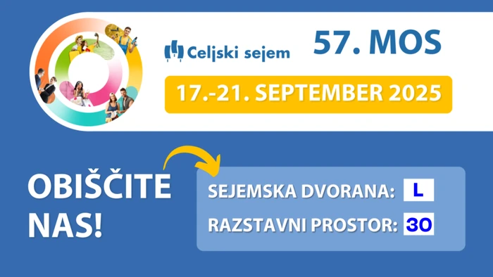Vabilo na 57. MOS v Celju od 17. do 21. septembra 2025, dvorana L, razstavni prostor 30
